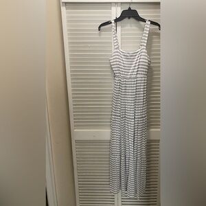 Pink Lily White and Gray Striped Maxi Dress